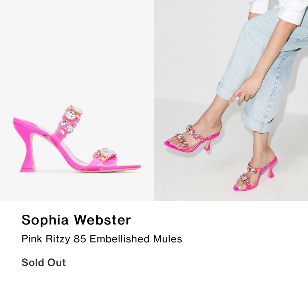 Sophia Webster Neon Fuchsia Ritzy Mid Mule 🩷 - Picture 8 of 9